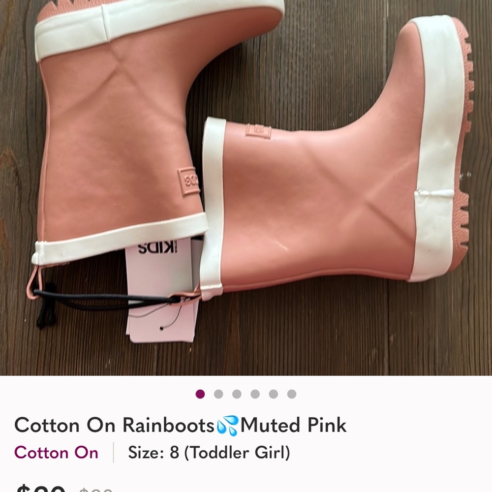 Cotton On Muted Pink Kids Rain Boots